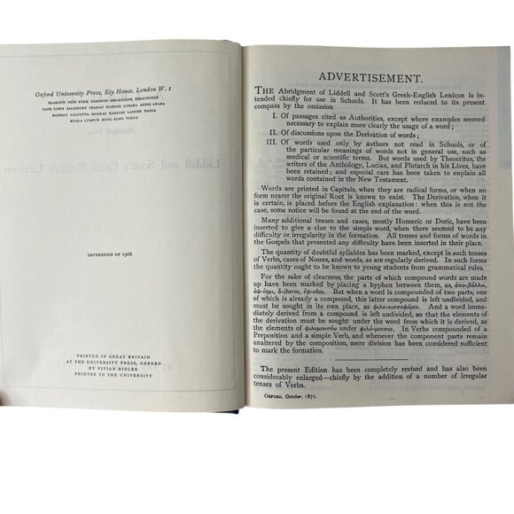 Liddell & Scotts Greek-English Lexicon Ed HC Book Oxford University Press 1966 - Picture 5 of 8